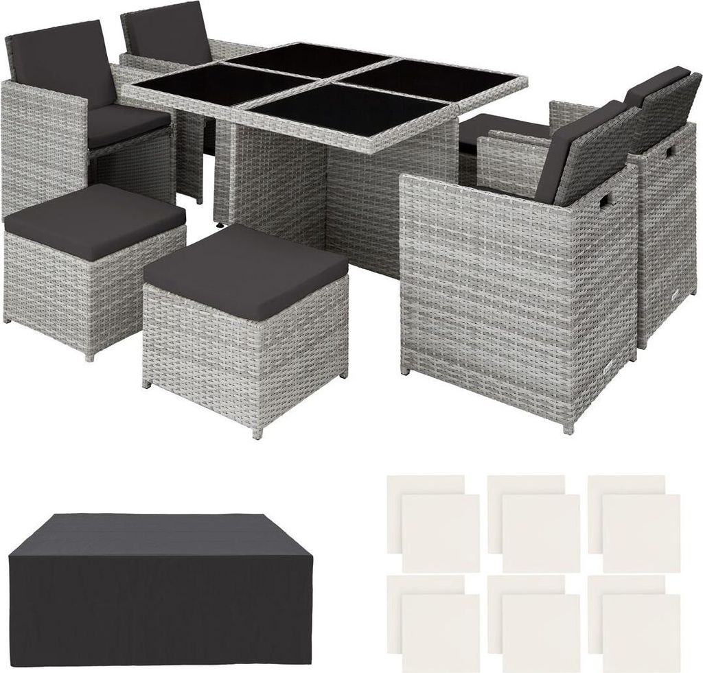 Salon de jardin MANHATTAN 8 places avec 2 sets de housses + Image du produit 
