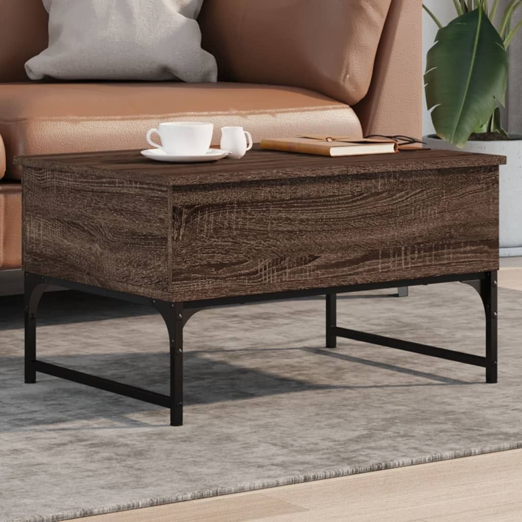 Couchtisch Braun Eichen-Optik 70x50x40 cm Holzwerkstoff Metall 845375
