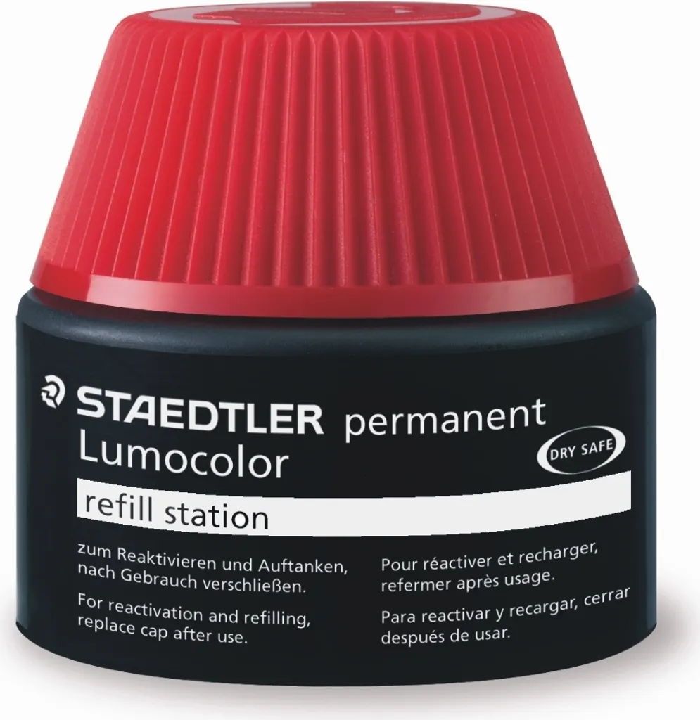 Set 4 Ricariche Staedtler 487 17-2 Inchiostro Rosso Lumocolor Perm