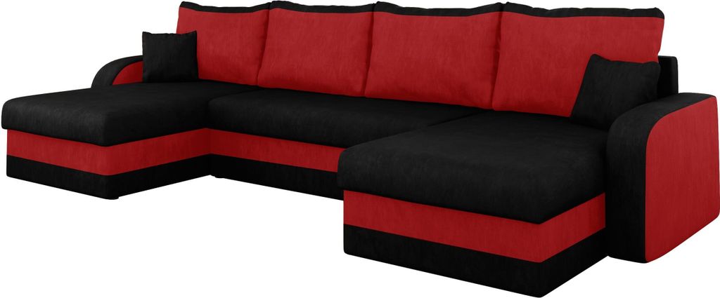 MIRJAN24 Ecksofa Kris U, Stilvoll Eckcouch mit Bettkasten und Schlaffunktion, U-Form, Schlafsofa (Mikrofaza 0015 + Mikrofaza 0022)