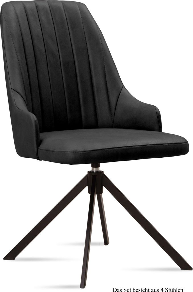 Esszimmerstuhl drehbar (4er-Set) Denise 52x91x60 Schwarz/Anthrazit