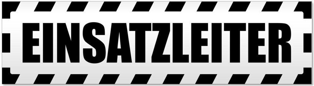 Kiwistar Einsatzleiter gestreift Magnetschild Schild magnetisch - 30cm Schwarz - Magnetfolie für Auto PKW Kfz
