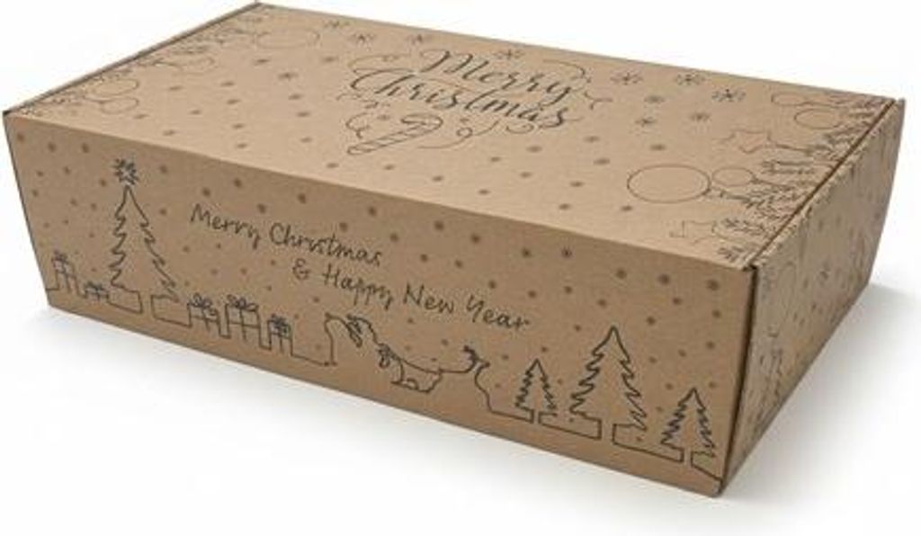 Karton mit Weihnachtsmotiv MERRY CHRISTMAS 390x180x120 Für Geschenke