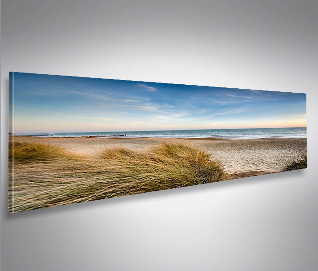 Made in Germany Leinwandbild mit Kunstdruck ungerahmt Bild auf Leinwand mit Nordsee-Motiv Stranddünen auf der Insel Landschaftsbild fertig auf Holzrahmen gespannt 80x40 cm Wandbild im XXL-Format 