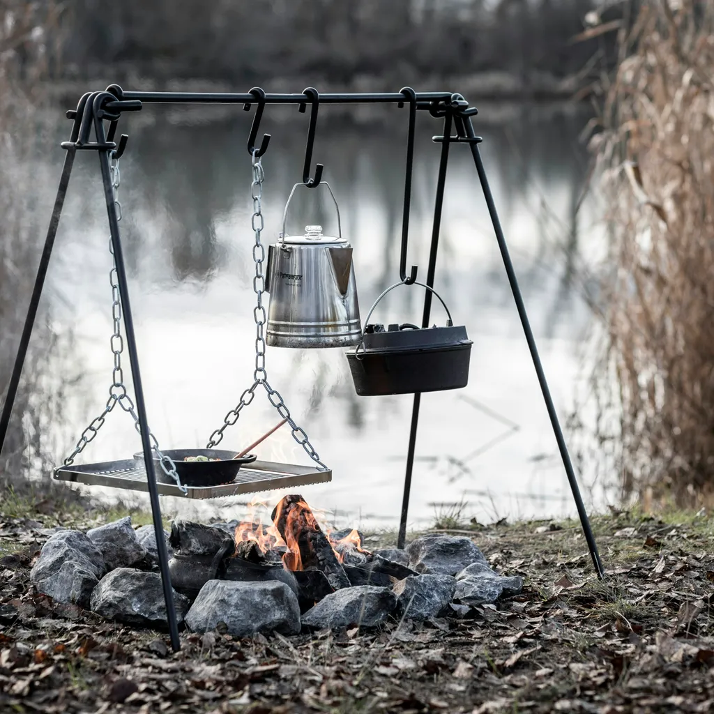 Petromax Feuerbrücke Support de Cuisson Robuste avec Grille et Crochets - 4