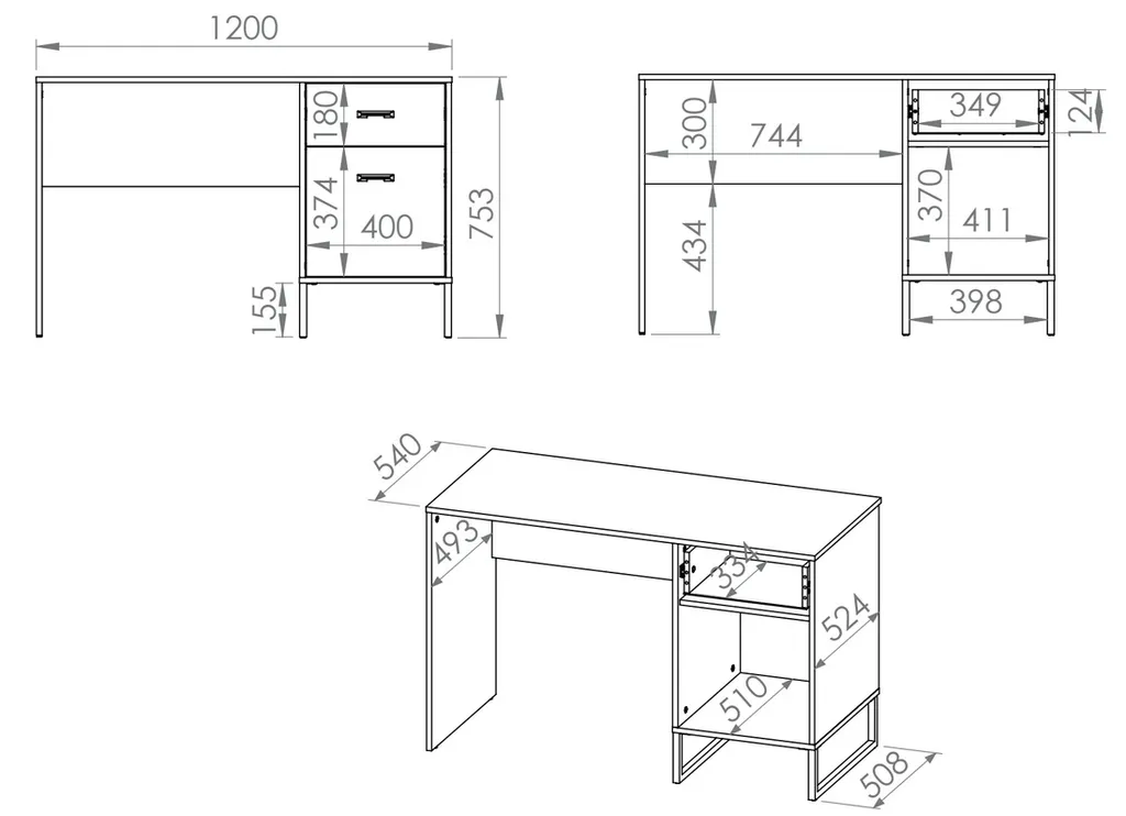 Bureau SABEL Noir et Chêne pour Télétravail - Espace de Travail Moderne - 8