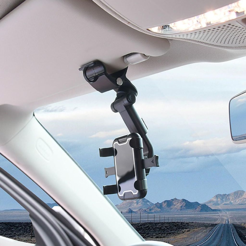 Auto Sonnenblende Telefonhalter, Einstellbarer 360 Grad Drehbarer Autotelefonhalter, Auto Armaturenbrett Telefonhalter, Einziehbar, universell für...