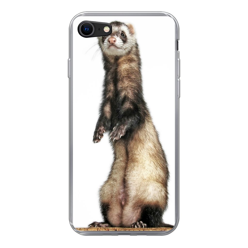 MuchoWow Handyhülle Schutzhülle Hülle für iPhone SE 2022 Frettchen - Tiere - Fell Silikon Softcase Handy Hülle - Schutzhülle