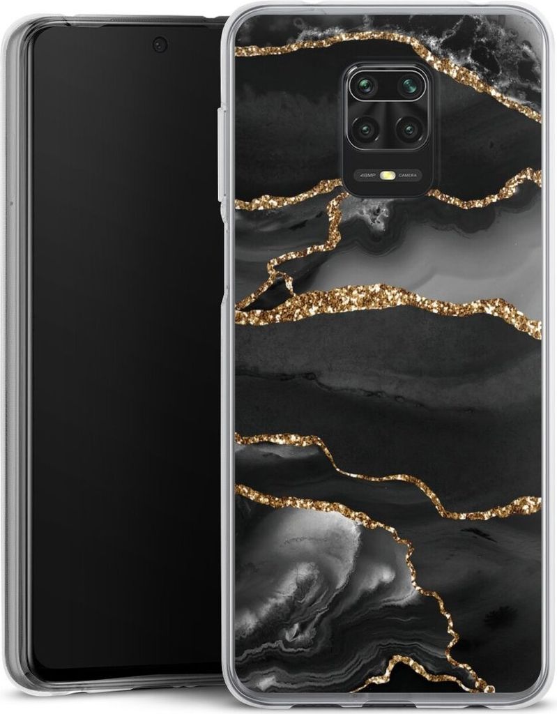 DeinDesign Handyhülle für Xiaomi Redmi Note 9 Pro Silikon Hülle Case Smartphone Schutzhülle Glitzer Look Marmor Muster
