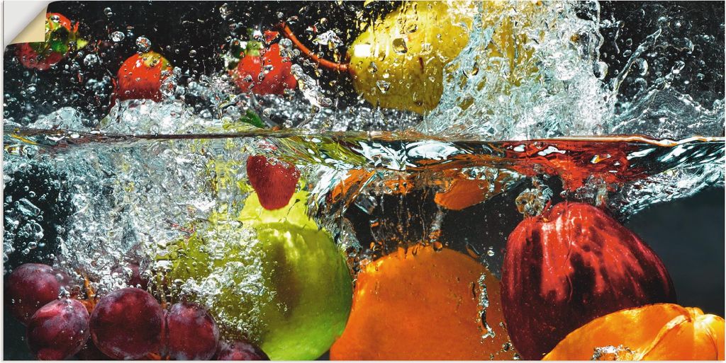 ARTland Wandbild, selbstklebend Spritzendes Obst auf dem Wasser Größe: 40x20 cm