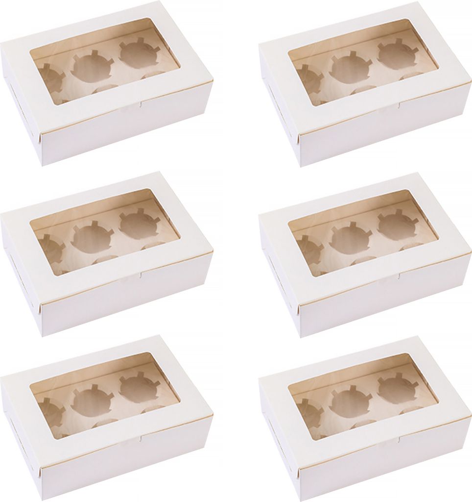 6 Stück Cupcake-Boxen, Cupcake-Behälter, lebensmittelechtes Material mit Fenster, Keks-Boxen, Leckerli-Boxen, für Feiertage, Hochzeiten, Geburts...
