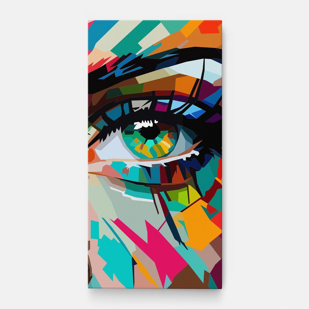 ARTHUB Leinwandbild 60x120 cm, Colorful Eye | Wohnzimmerdekoration, Hängende Bilder, Wanddekoration, Heimdekoration, Moderne, Digitale