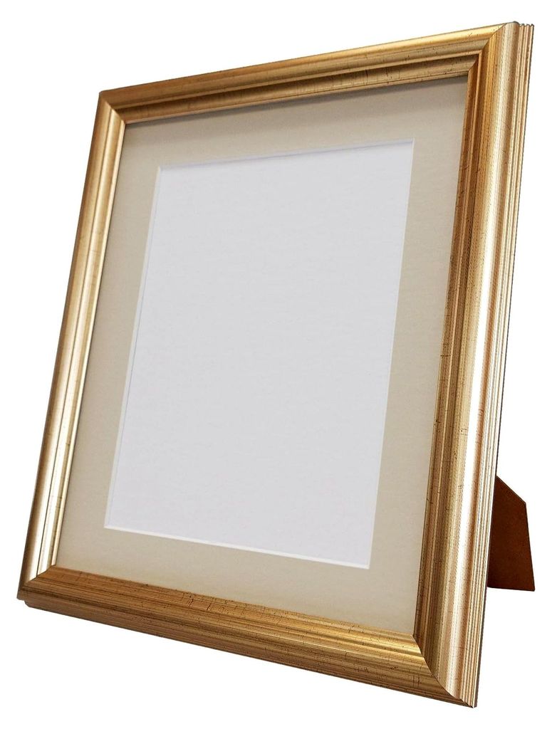 Bilderrahmen mit hellgrauem Passepartout, 48 cm, für Bilder 12 x 10 cm, in Gold