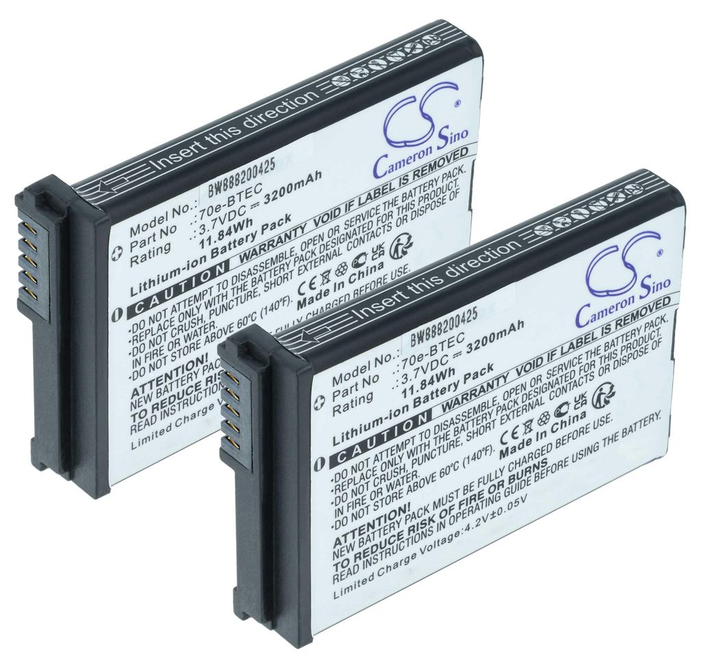vhbw 2x Akku kompatibel mit Honeywell Dolphin 60s, 70e, 75e Handheld Computer Scanner (3200 mAh, 3,7 V, Li-Ion)