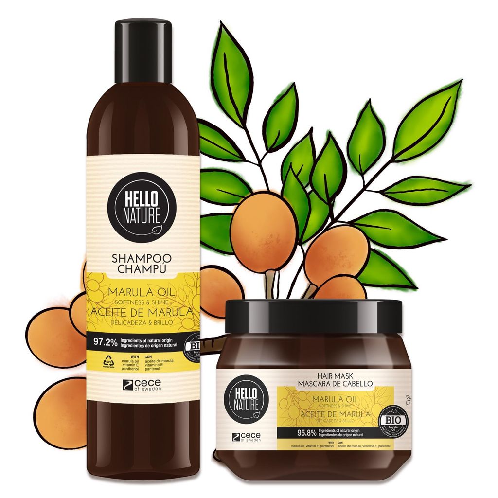 Haarpflege Haarkur Haar Shampoo Haarmaske Set mit Marula Öl Vegan, 550ml