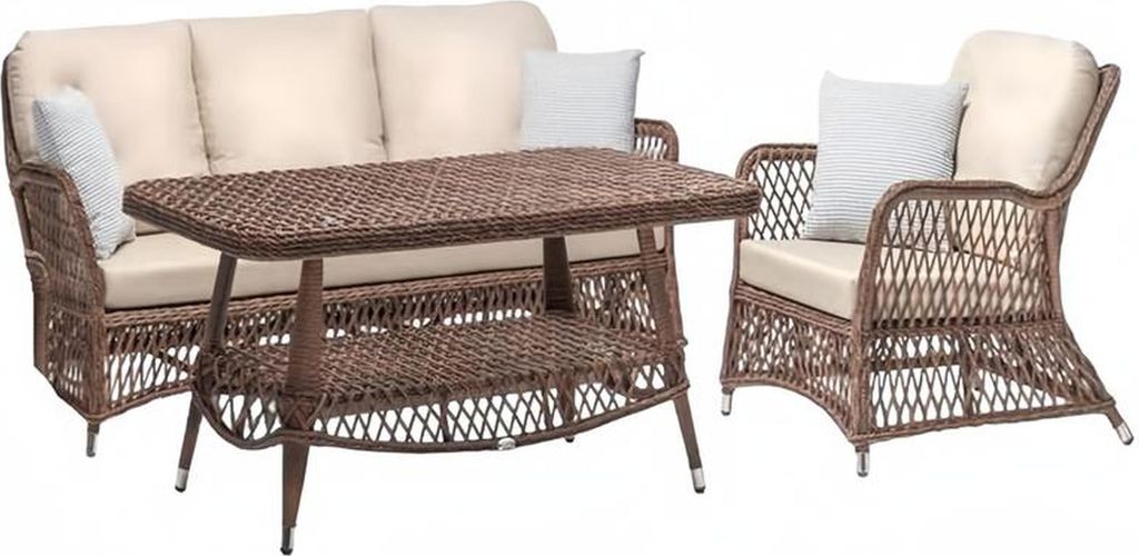 Sofagarnitur Rattanmöbel Garten Terrasse Set Outdoor Lounge Möbel Balkon 3tlg.