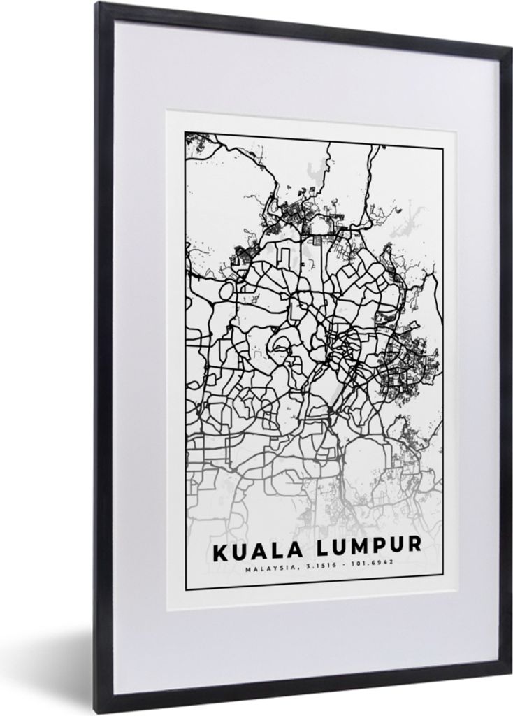 MuchoWow® Gerahmtes Poster Kuala Lumpur - Karte - Stadtplan Produktbild 