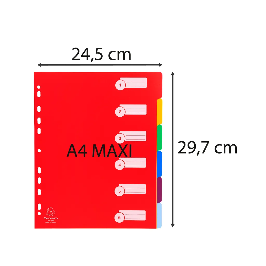 Intercalaires A4 Maxi Blancs 6 Positions Indéchirables PP x25