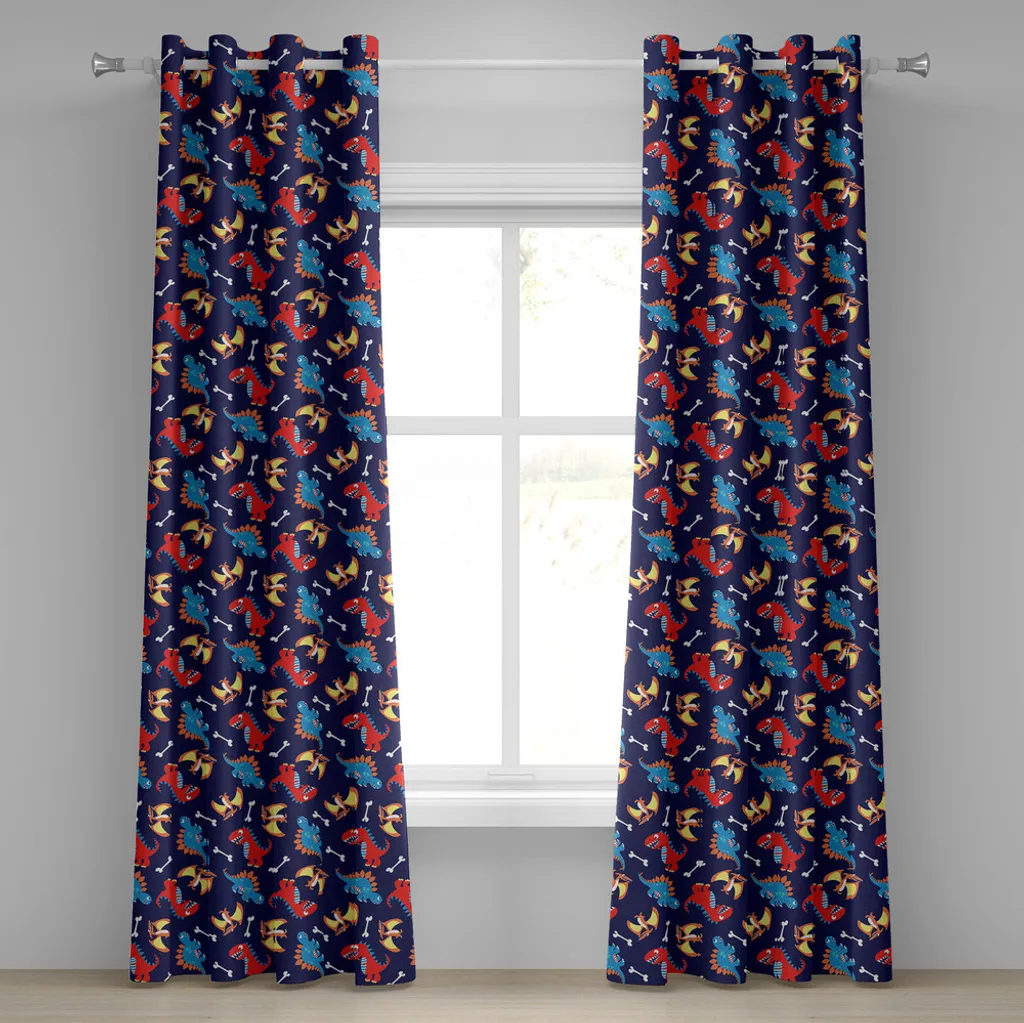 Paire de rideaux décoratifs dinosaures pour chambre enfant 280x245cm