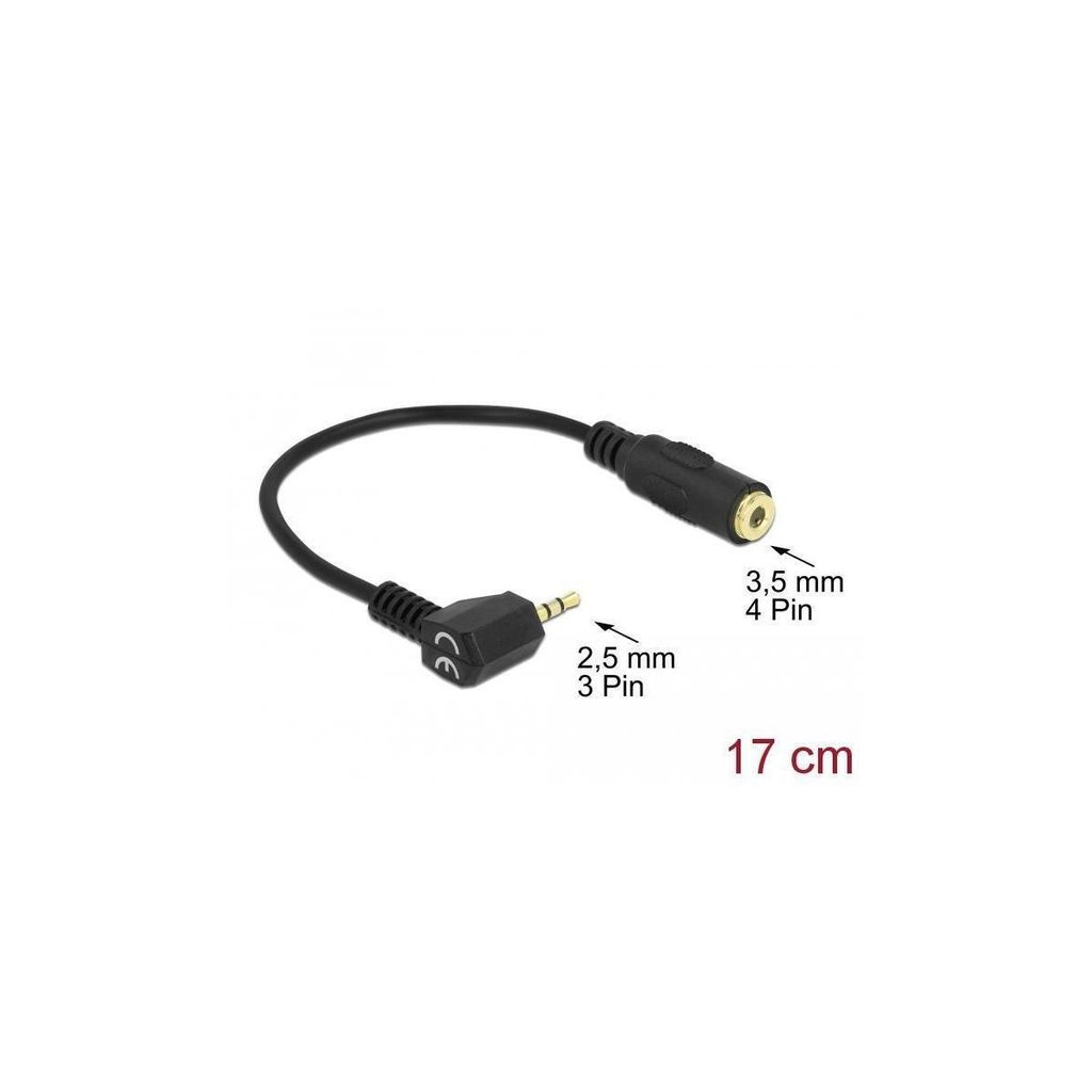 DELOCK Klinkekabel 3,5mm -> 2,5mm 90° Bu/St 0.17m 4Pin/3P