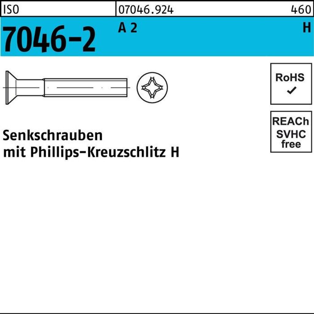 Reyher Senkschrauben ISO 7046 -2 A 2 M 4x60 -H A 2 (500 Stück)