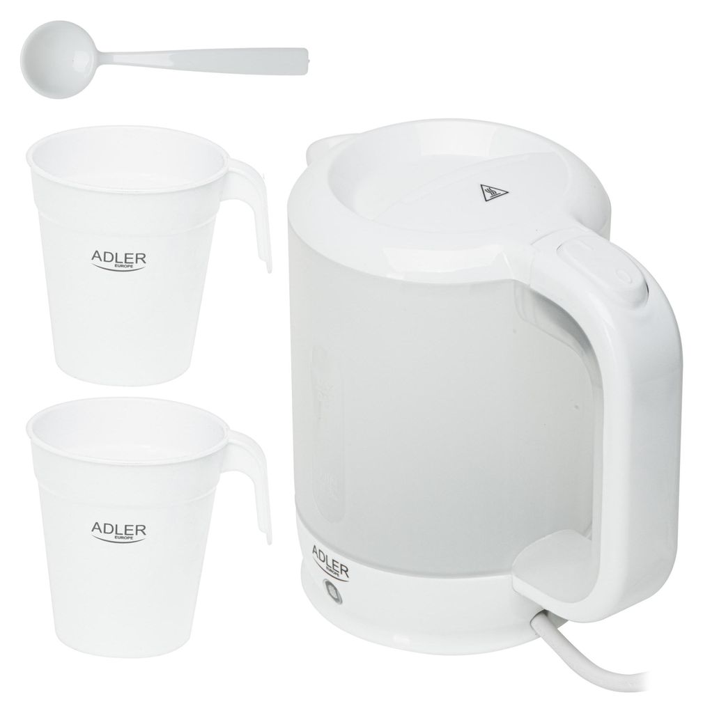Adler AD 1381, 0,5 l, 900 W, Biały, Plastik, Bezprzewodowy Zdjęcie produktu 