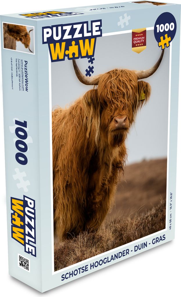 MuchoWow Puzzle 1000 Teile Schottischer Highlander - Düne - Gras - Erwachsene - Rätsel