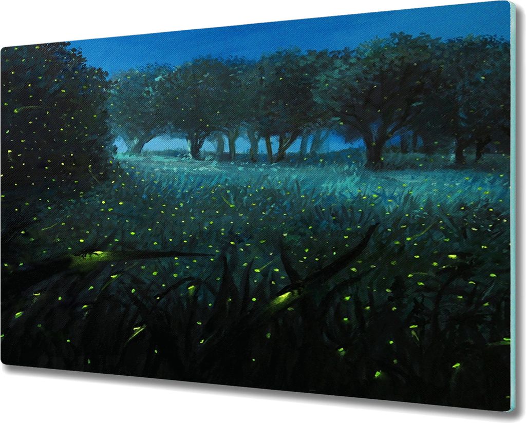 Coloray Kochplattenabdeckung Herdabdeckplatte 80x52 cm Hackbrett Schneidebrett Küchenbrett - Glühwürmchen Las Nacht