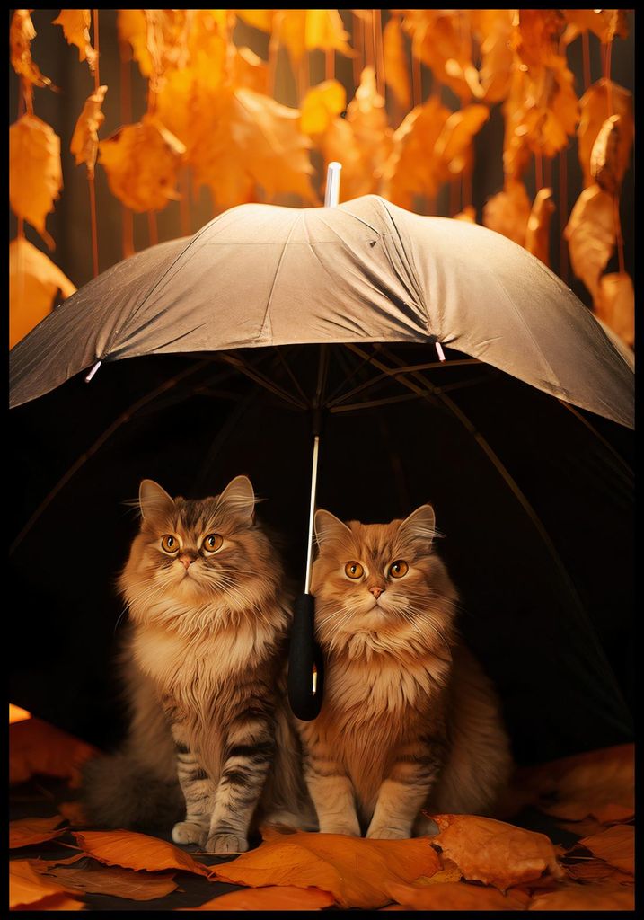 Plakat 68x98cm Herbstliche Katzenunterkunft