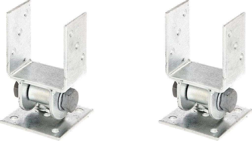 Alberts 2 x Pfostenträger, bewegliches Oberteil, zum Aufschrauben, 91 mm, feuerverzinkt