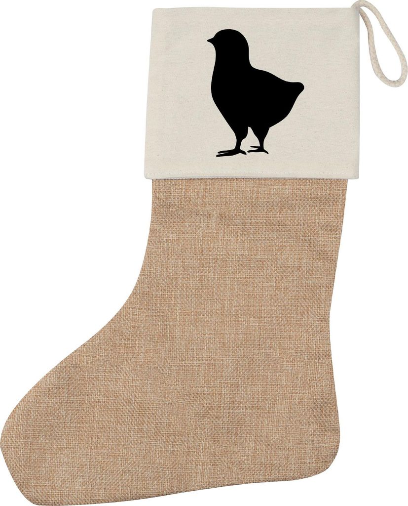 Huuraa Weihnachtsstrumpf Küken Silhouette Beige Jute Kaminstrumpf Geschenkidee
