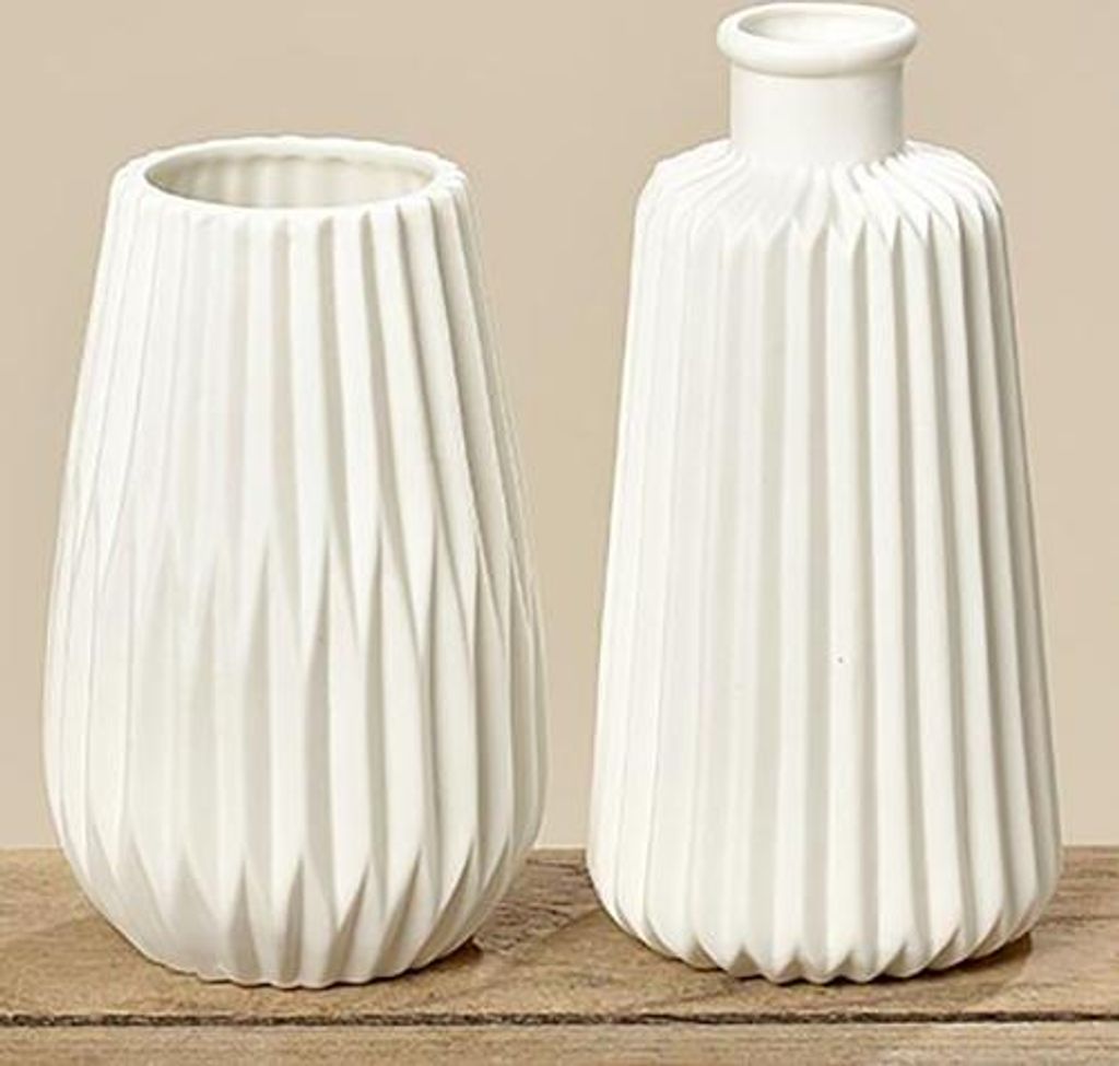 Boltze Vasen Set Esko 2-teilig wei¤ matt, Blumenvasen aus Image du produit 