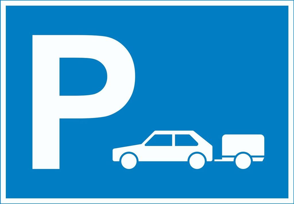PKW mit Anhänger Parkplatz Schild waagerecht A1 (594x841mm)