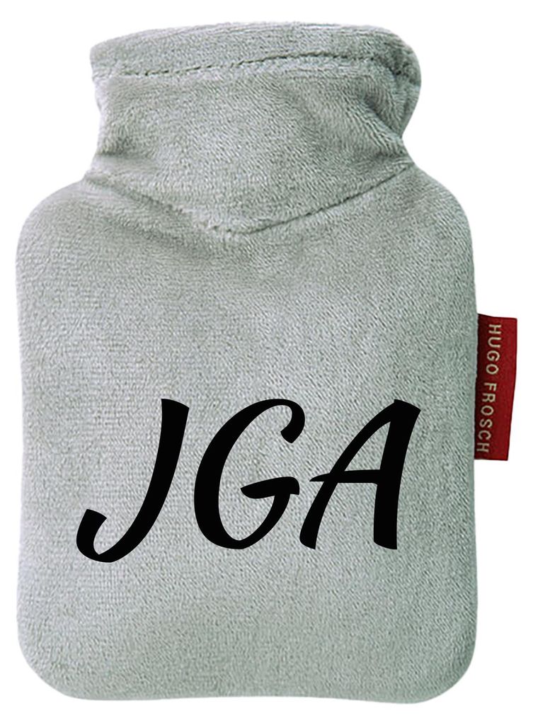 Huuraa Mini-Wärmflasche JGA Junggesellenabschied 0,2 Liter Grey Mini Veloursbezug Taschenwärmer Geschenkidee