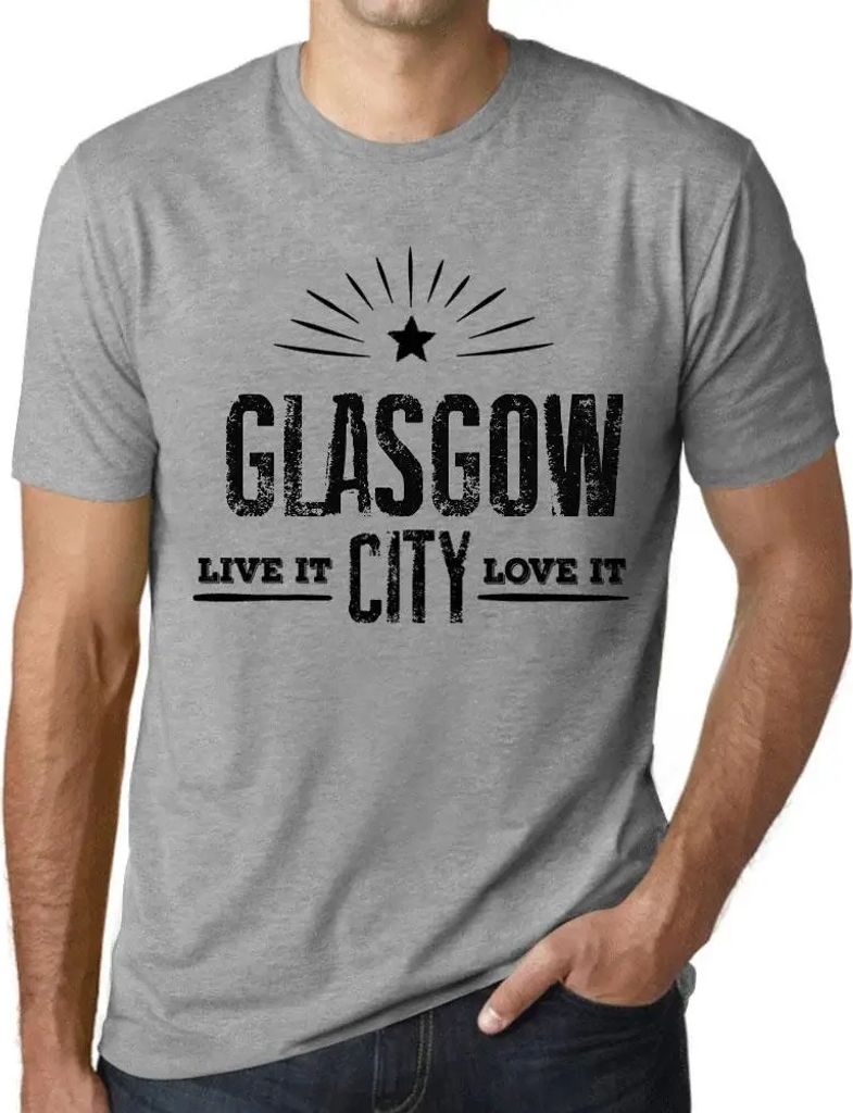 Herren Grafik T-Shirt Live It Love It Glasgow Öko-Verantwortlich Vintage Jahrgang Kurzarm Lustige Druck Geburtstag Geschenk Mann