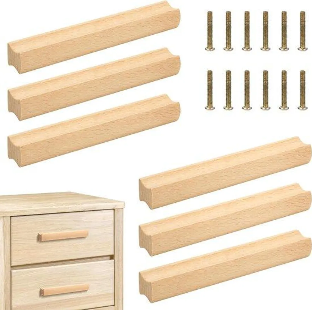 Pieds de meubles en bois massif pour armoires de cuisine - Set de 6