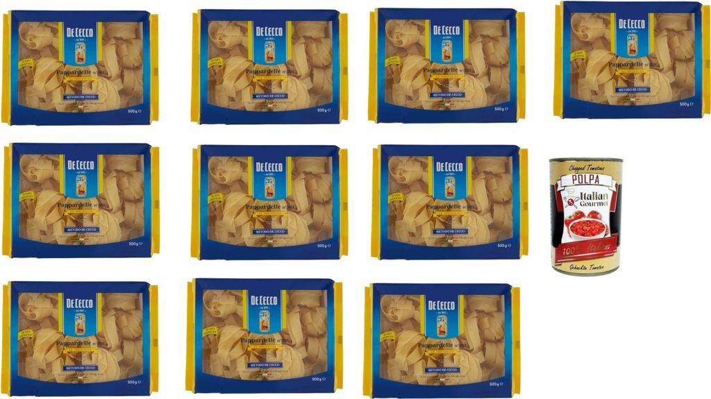 De Cecco Le Specialità Pappardelle N° 201, 100% Italienisch Pasta Nudeln 10x 500g + Italian Gourmet Polpa 400g
