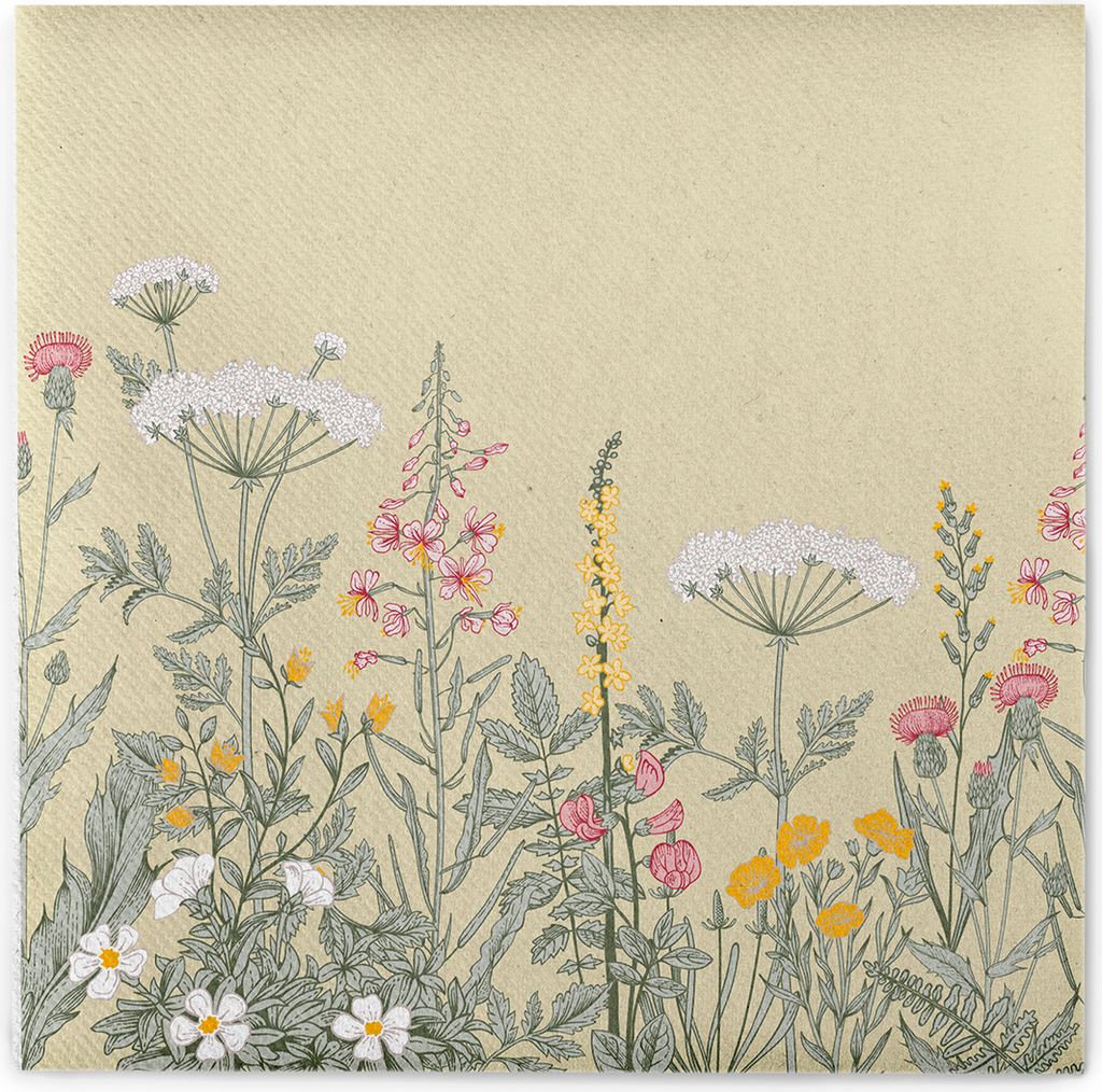 Airlaid Serviette Aurelia, 40 x 40 cm, 50 Stück - Mank - Floral Blumen Gräser