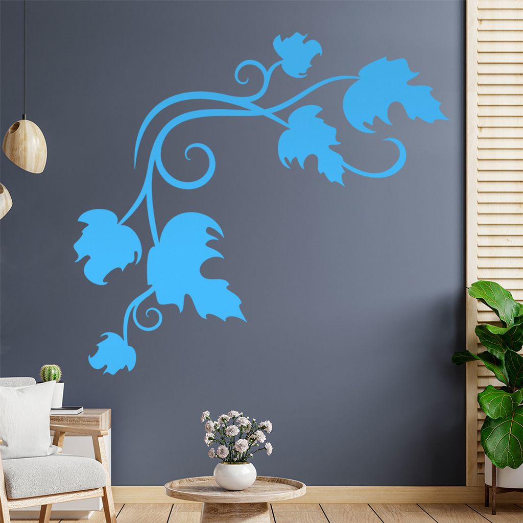 Blätter - Linien Wandtattoo in 6 Größen - Wandaufkleber Wall Sticker - Dekoration, Küche, Wohnzimmer, Schlafzimmer, Badezimmer