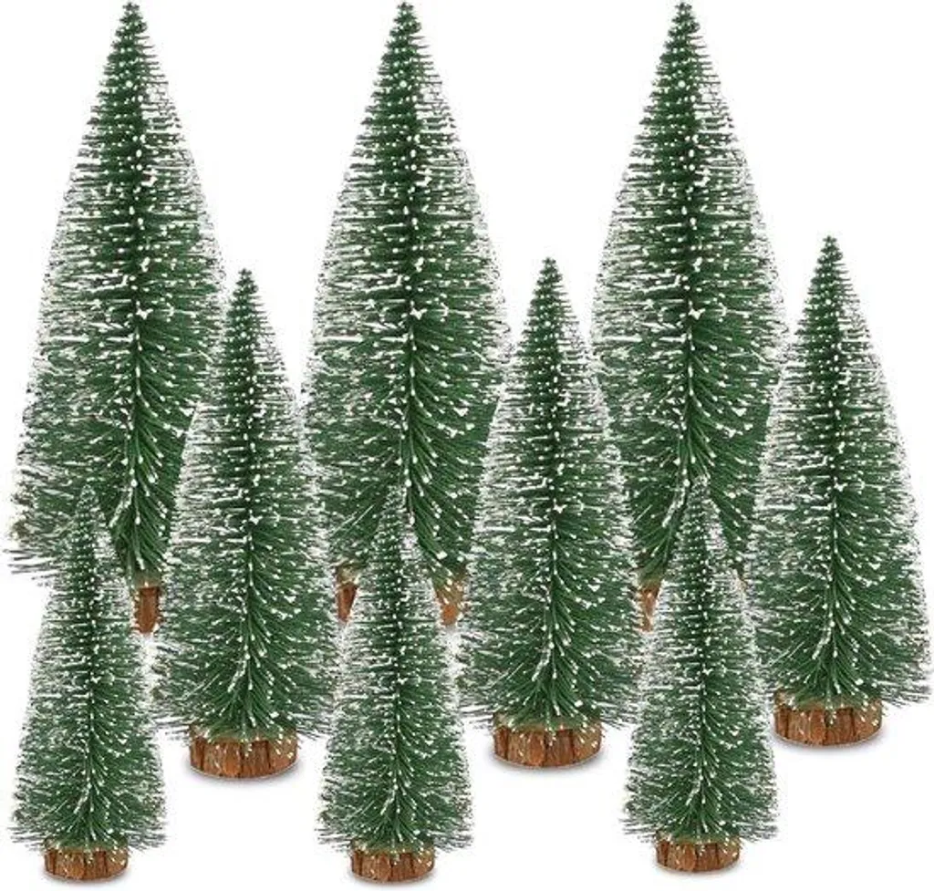Décoration de Noël miniature : Kit 9 sapins verts pour village festif