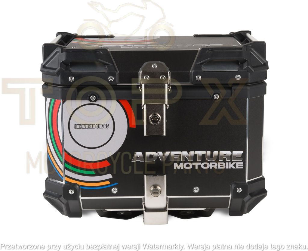 Aluminium-Motorrad-Topcase + Platte 45L Schwarze Furnierpolsterung