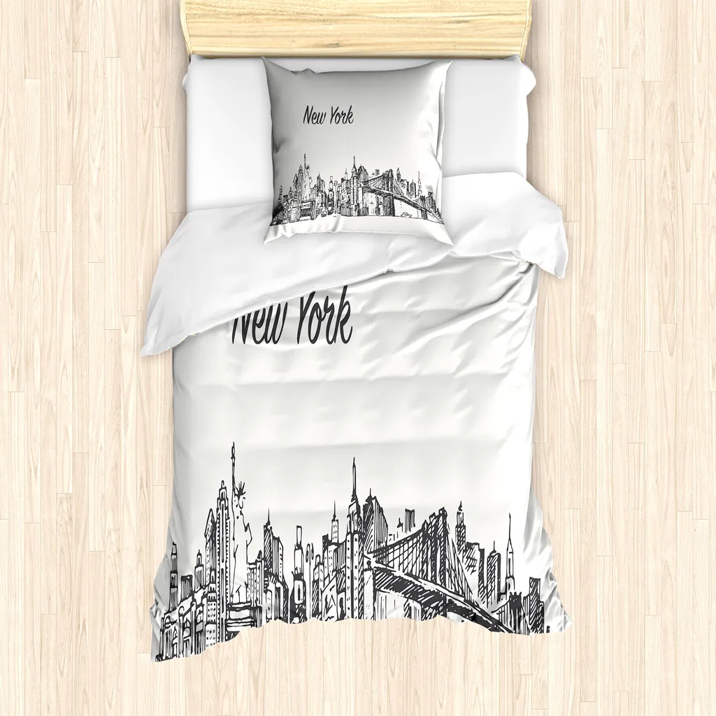 ABAKUHAUS Set Copripiumino NYC 135x200 cm - Design New York Sketch
