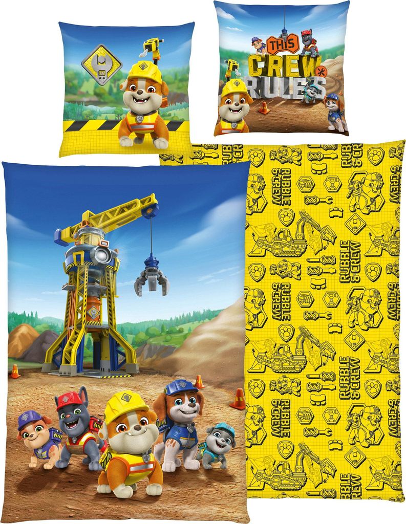 Herding Kinder-Wendebettwäsche Rubble&Crew" bunt 1x 135x200 cm + 1x 80x80 cm"