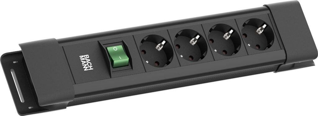 BACHMANN CONNECTUS 4xCEE7/3, 1xSchalter 2,0m CEE7/7 Schwarz