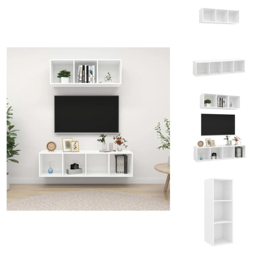 vidaXL Ensemble de 2 Meubles TV Blanc en Bois d'Ingénierie Moderne