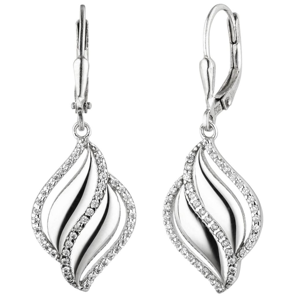 Ohrringe Ohrhänger aus 925 Silber mit 86 Zirkonia Boutons Ohrschmuck 36,9x13,1mm