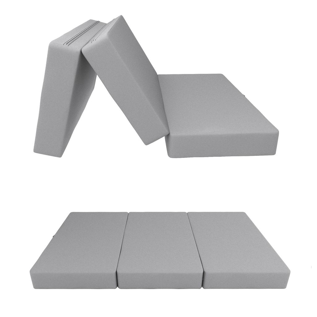 POKAR Klappmatratze 3-teilige Faltmatratze Gästematratze Feldbett Klappbett, Größe:160 x 195 x 15 cm, Farbe:Grau - Wasserdicht