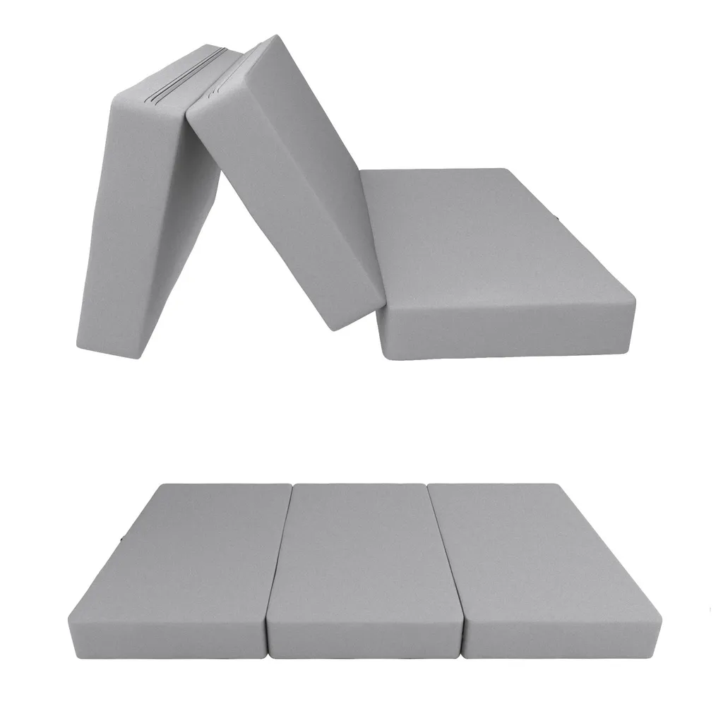 Matelas d'invité pliable 2 personnes gris 140x195 cm imperméable POKAR