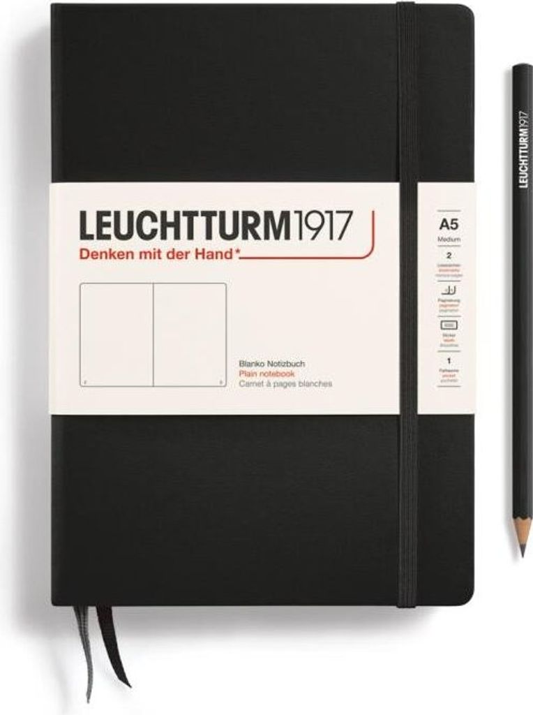 Leuchtturm 311333, Einfarbig, Schwarz, A5, 80 g/m², Hardcover, Erwachsener