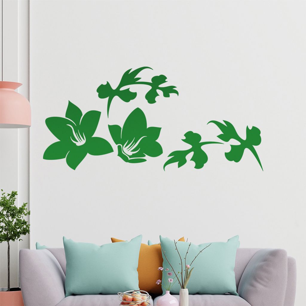 Blume - Linien Wandtattoo in 6 Größen - Wandaufkleber Wall Sticker - Dekoration, Küche, Wohnzimmer, Schlafzimmer, Badezimmer
